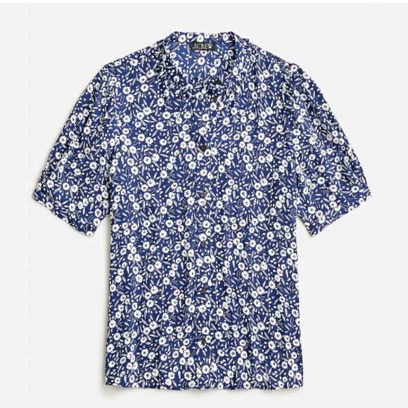 NWT J. Crew Puff-sleeve button-up top in garden stamp floral XL - Picture 1 of 2